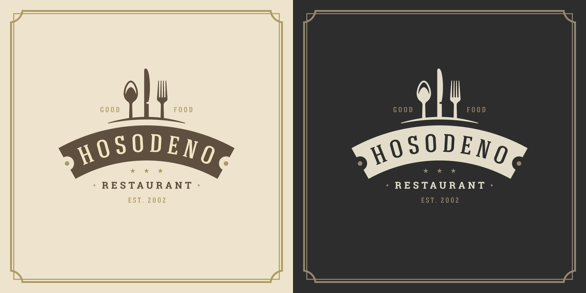 restaurante logo modelo ilustración para menú y café firmar vector