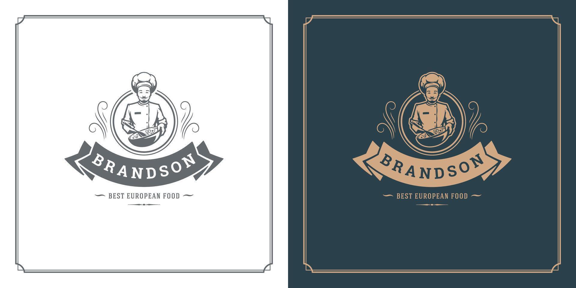 Restaurant logo template illustration for menu and cafe sign vector