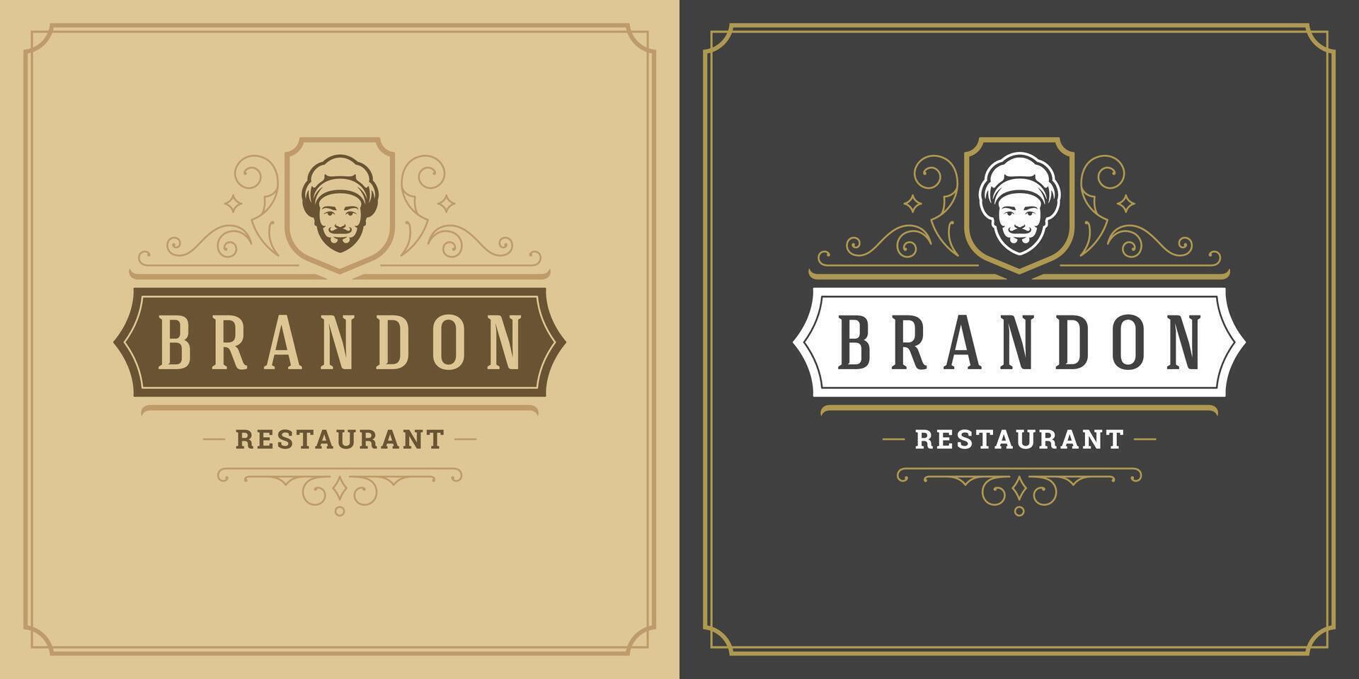 restaurante logo modelo ilustración para menú y café firmar vector