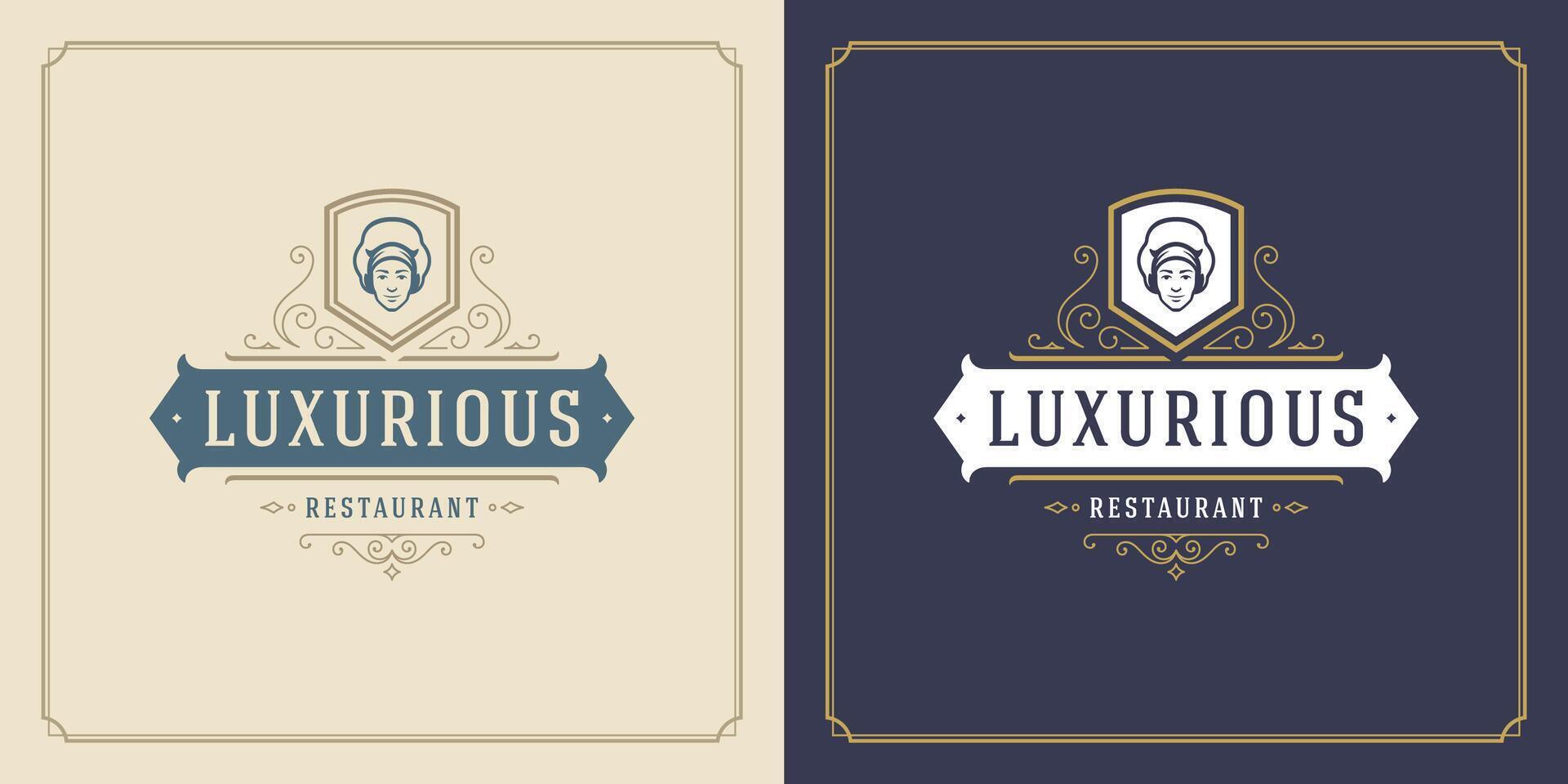 Restaurant logo template illustration for menu and cafe sign vector