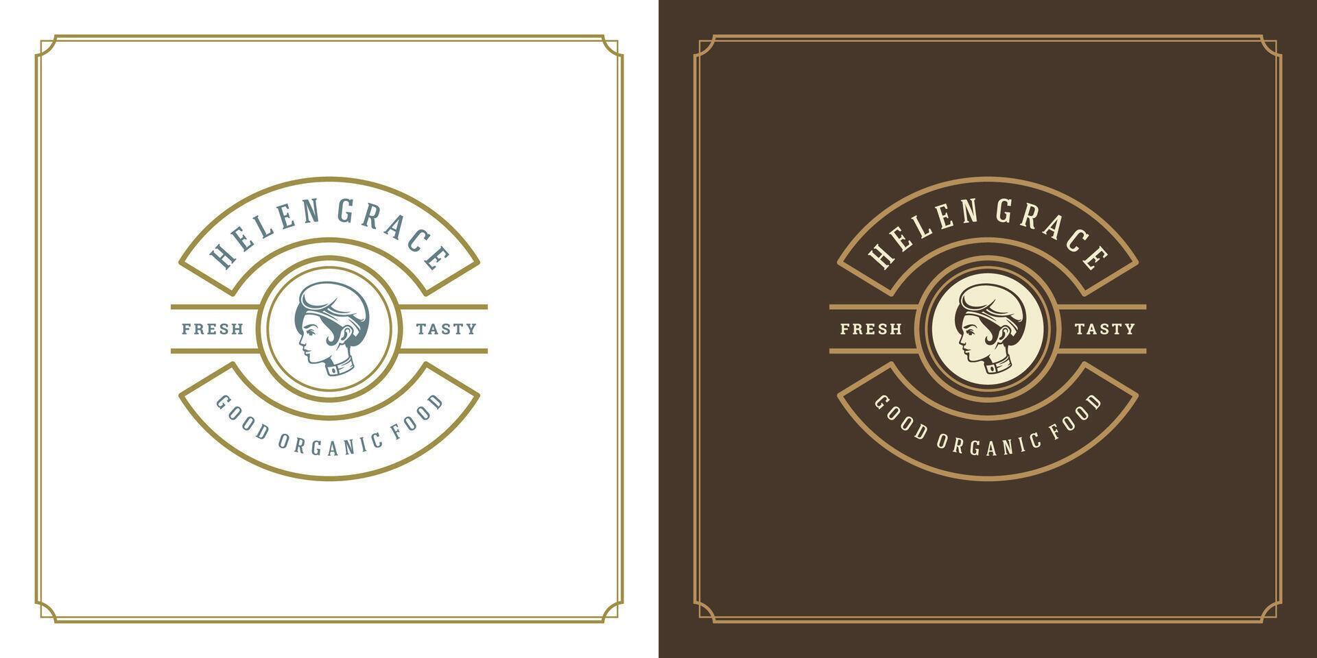 Restaurant logo template illustration for menu and cafe sign vector