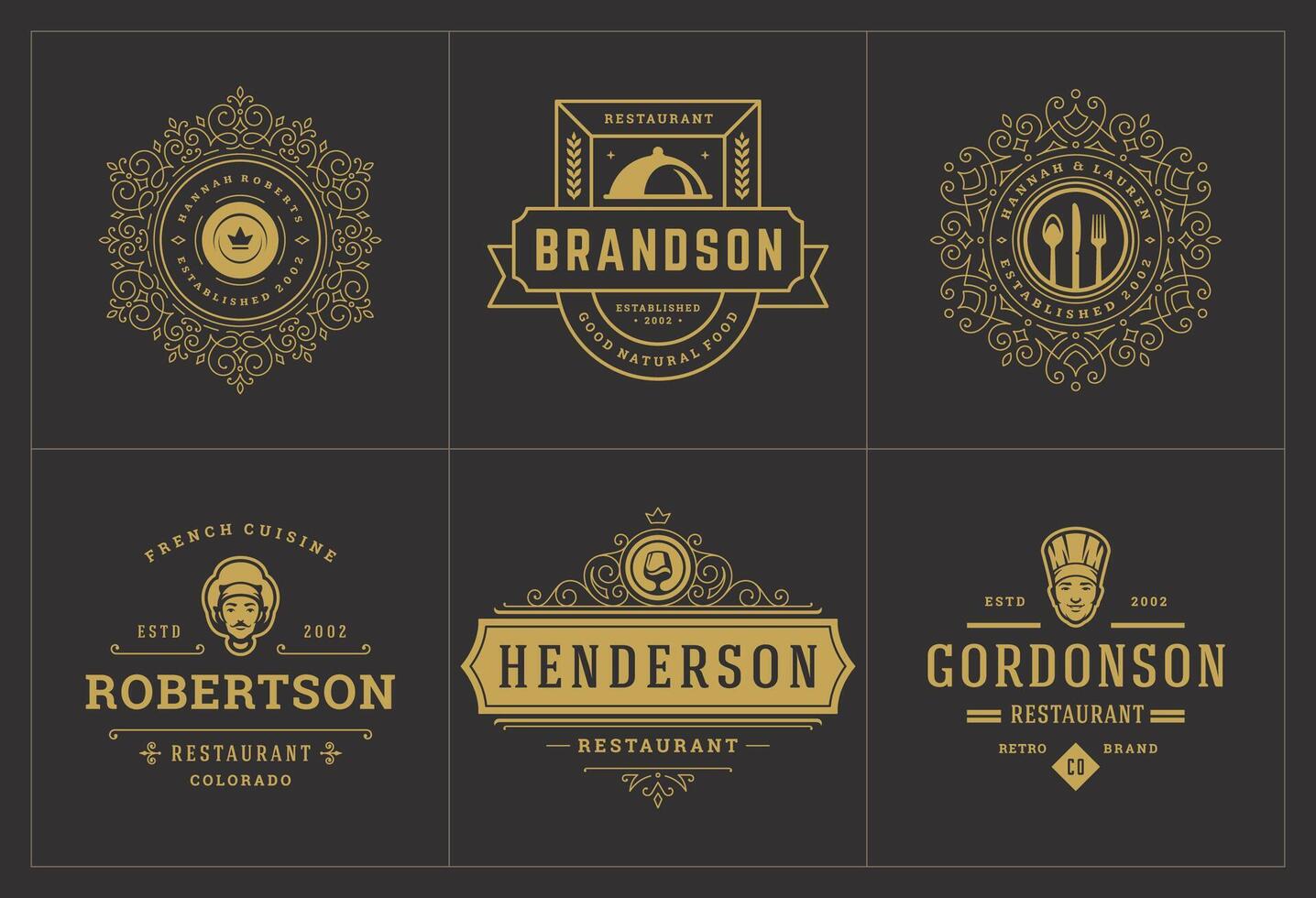 Restaurant logos and badges templates set illustration vector