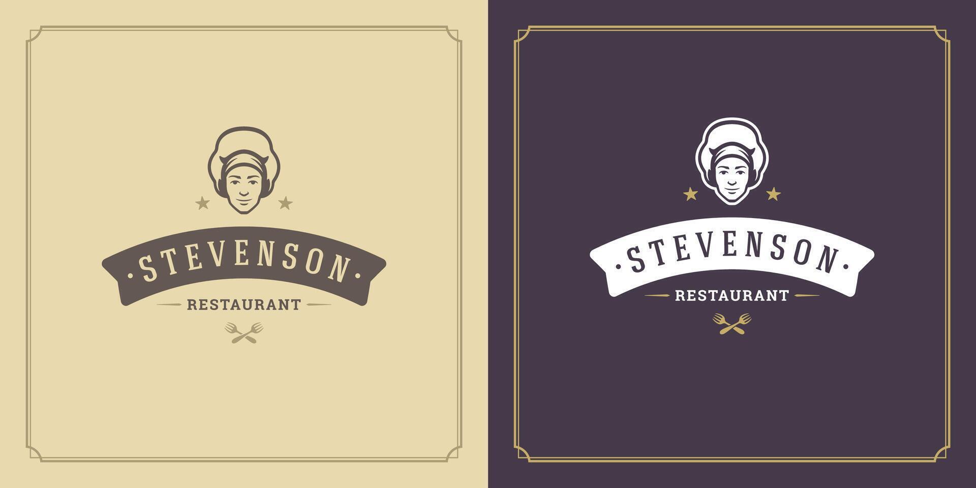 Restaurant logo template illustration for menu and cafe sign vector