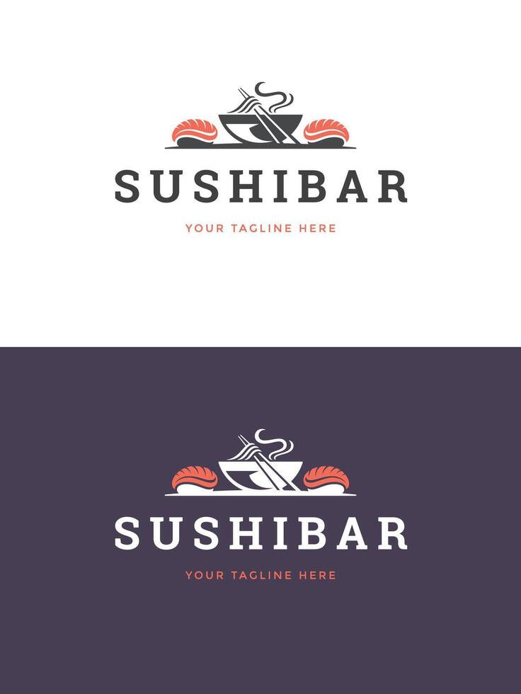 Sushi restaurant emblem logo template illustration. vector