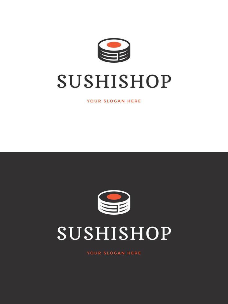 Sushi restaurant emblem logo template illustration. vector