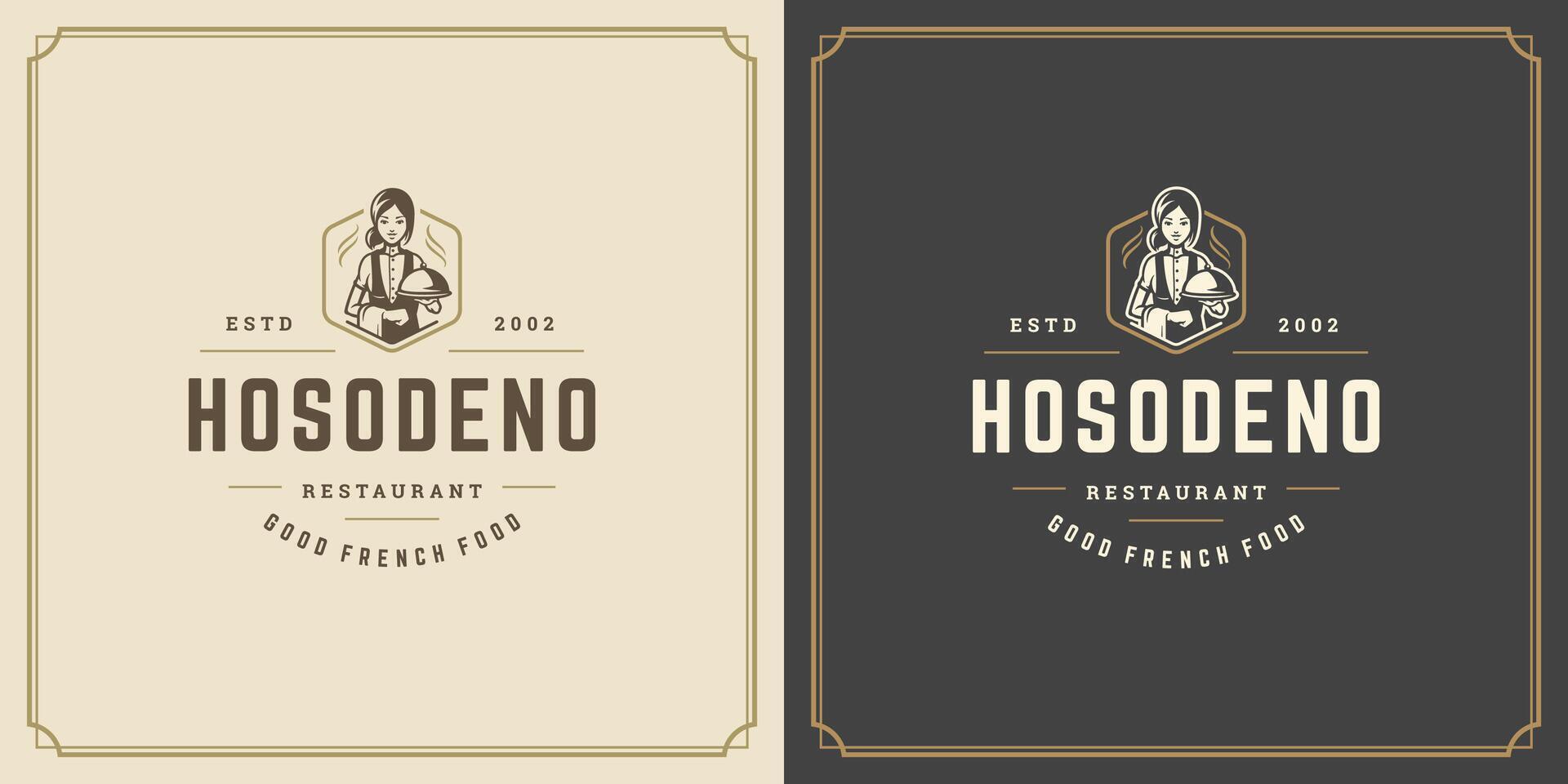 Restaurant logo template illustration for menu and cafe sign vector