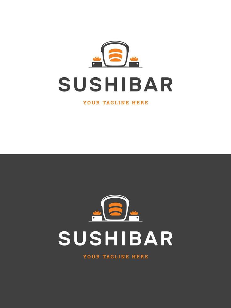 Sushi restaurante emblema logo modelo ilustración. vector