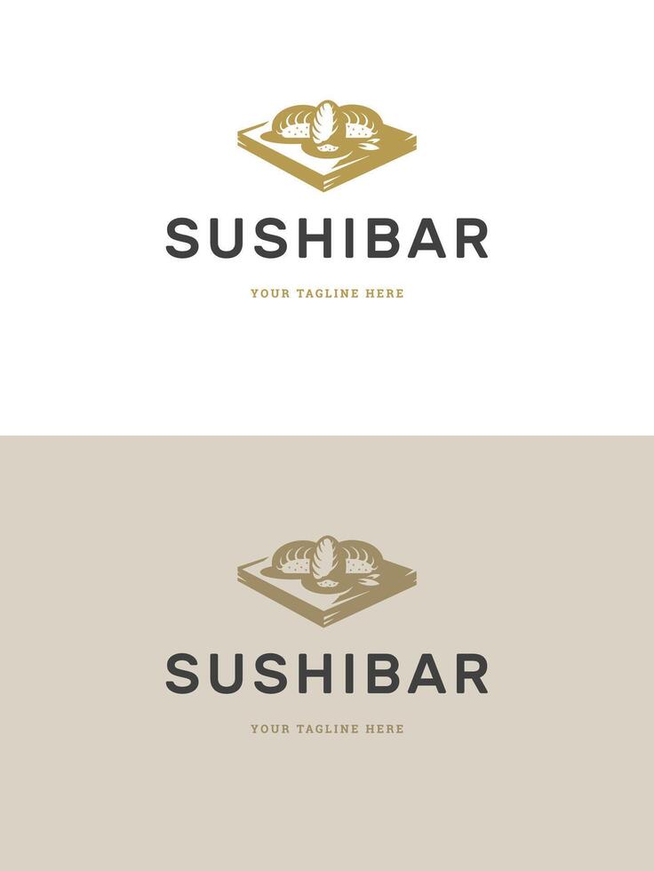 Sushi restaurante emblema logo modelo ilustración. vector