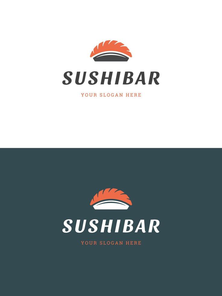 Sushi restaurant emblem logo template illustration. vector