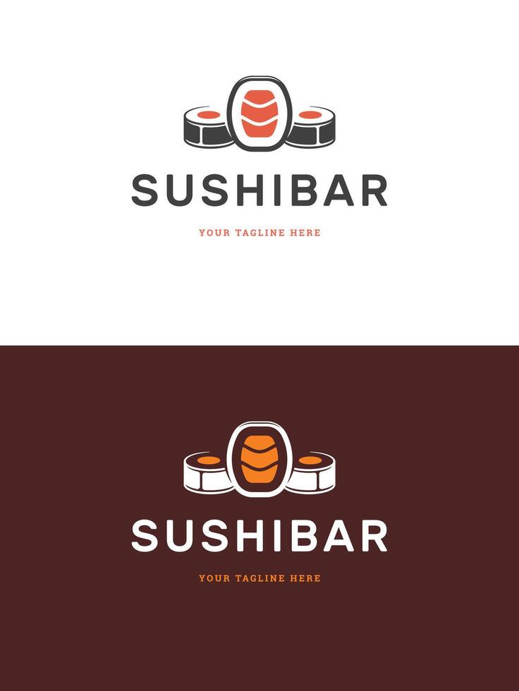 Sushi restaurant emblem logo template illustration. vector