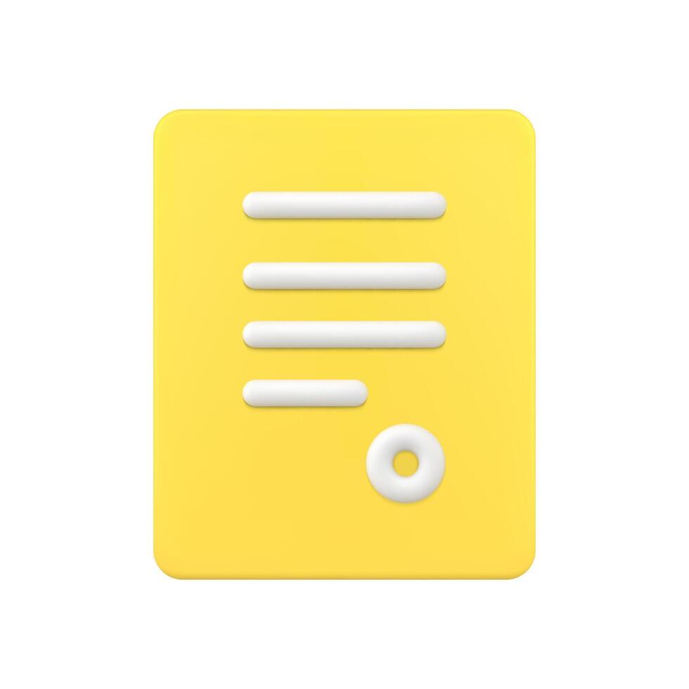 Yellow digital contract 3d icon illustration vector