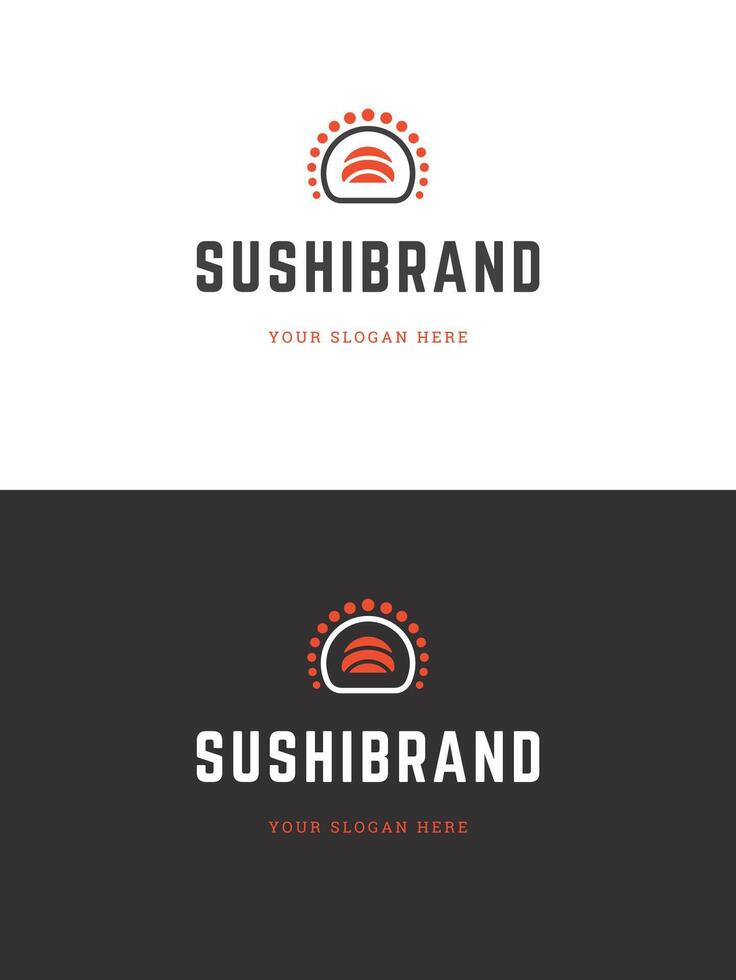 Sushi restaurante emblema logo modelo ilustración. vector