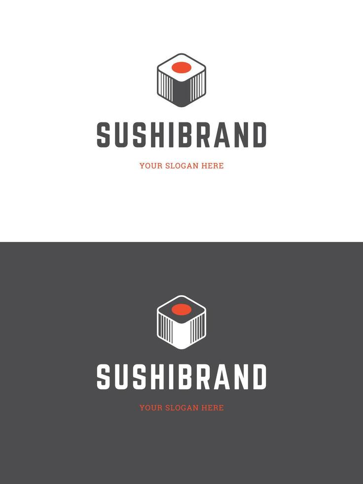 Sushi restaurant emblem logo template illustration. vector