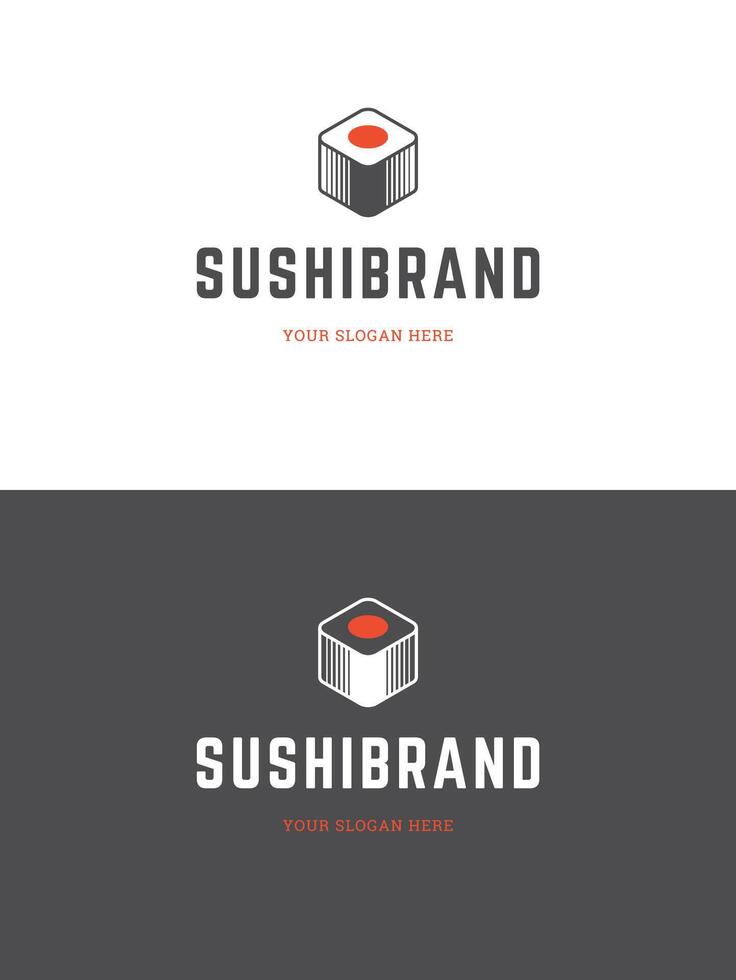 Sushi restaurant emblem logo template illustration. vector