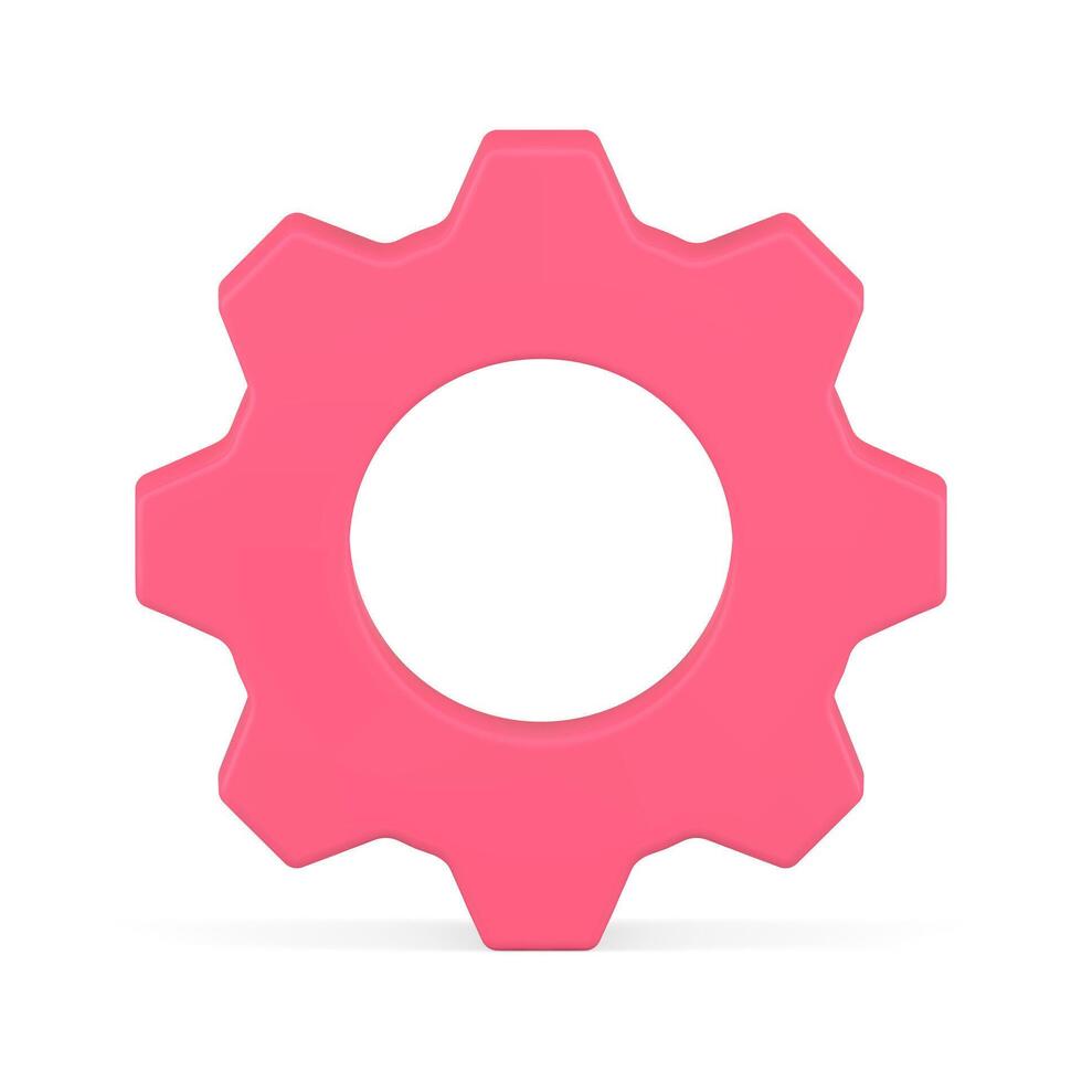 Cog wheel 3d icon front view illustration. Cogwheel machine engineering detail vector