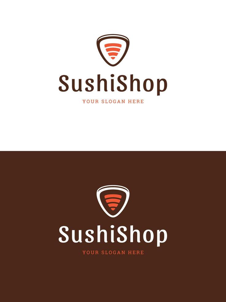 Sushi restaurante emblema logo modelo ilustración. vector