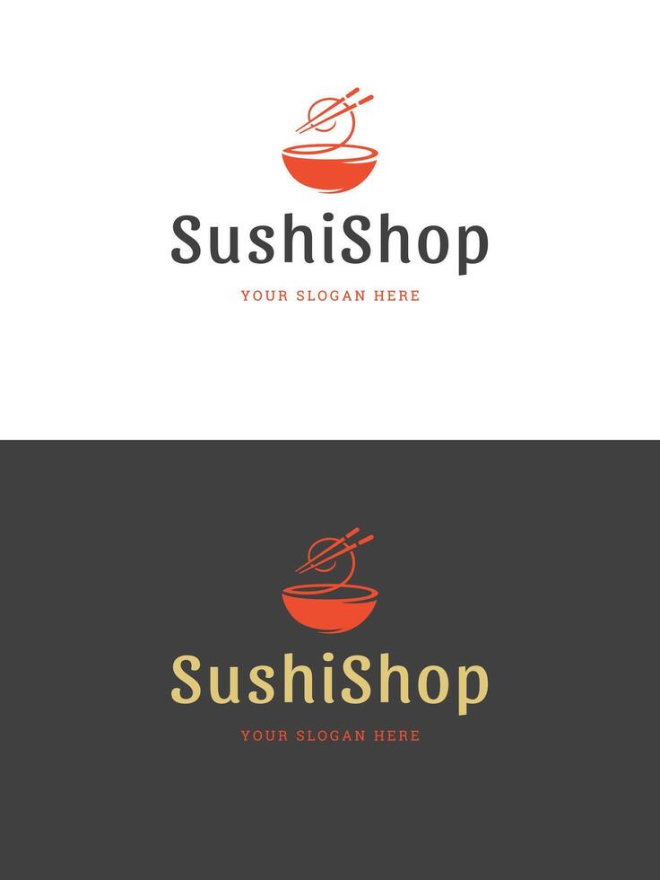 Sushi restaurant emblem logo template illustration. vector