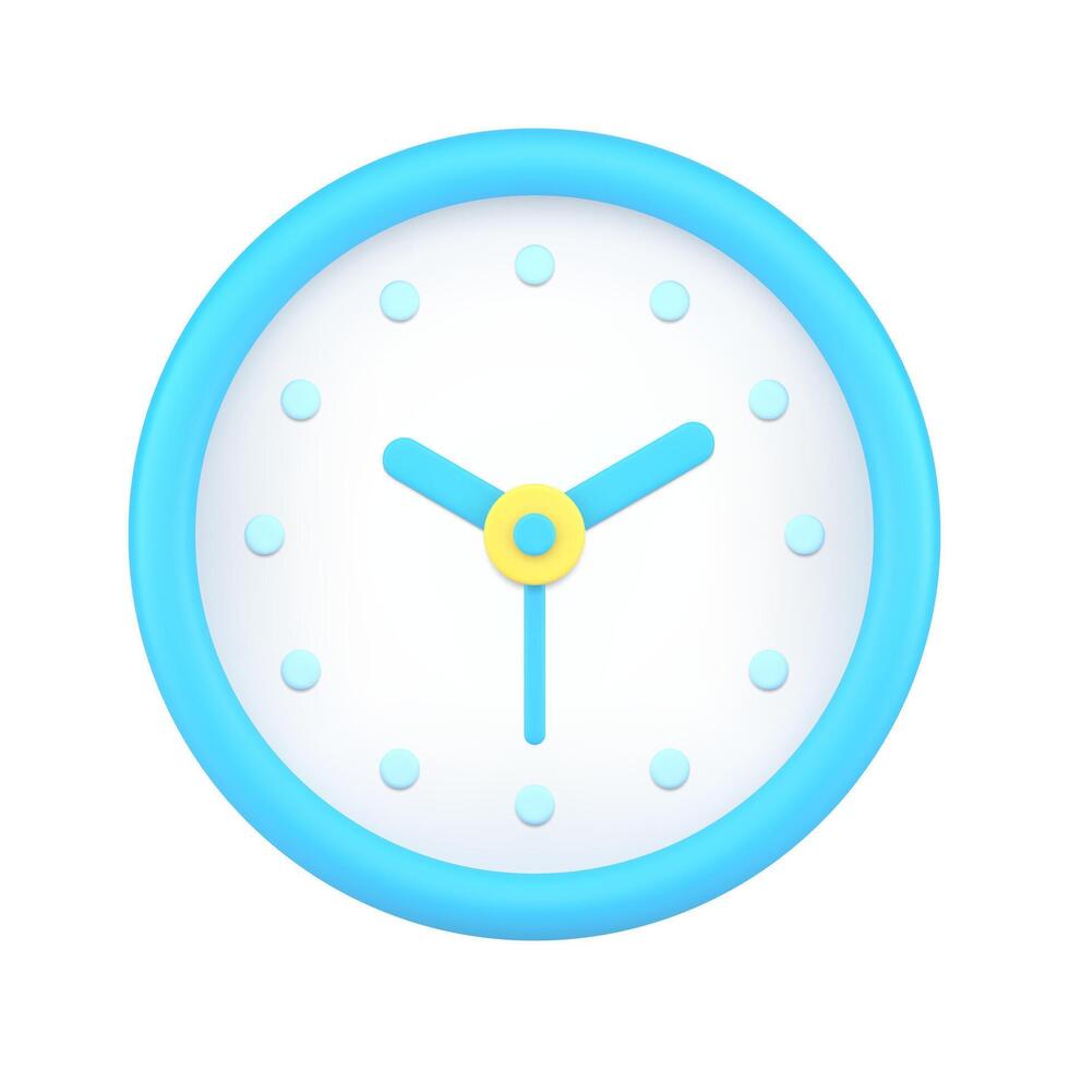 Blue circle wall watch 3d icon illustration vector