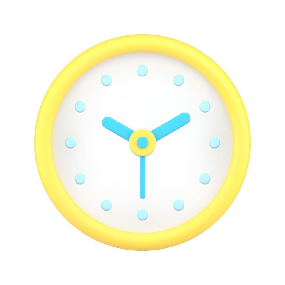 amarillo circulo reloj 3d icono ilustración vector