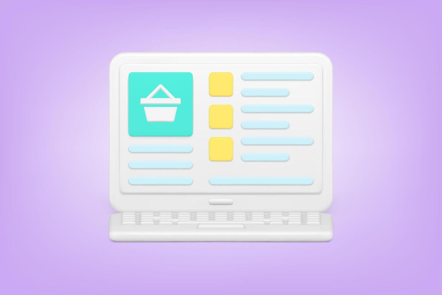 Online store website on laptop screen 3d icon vector