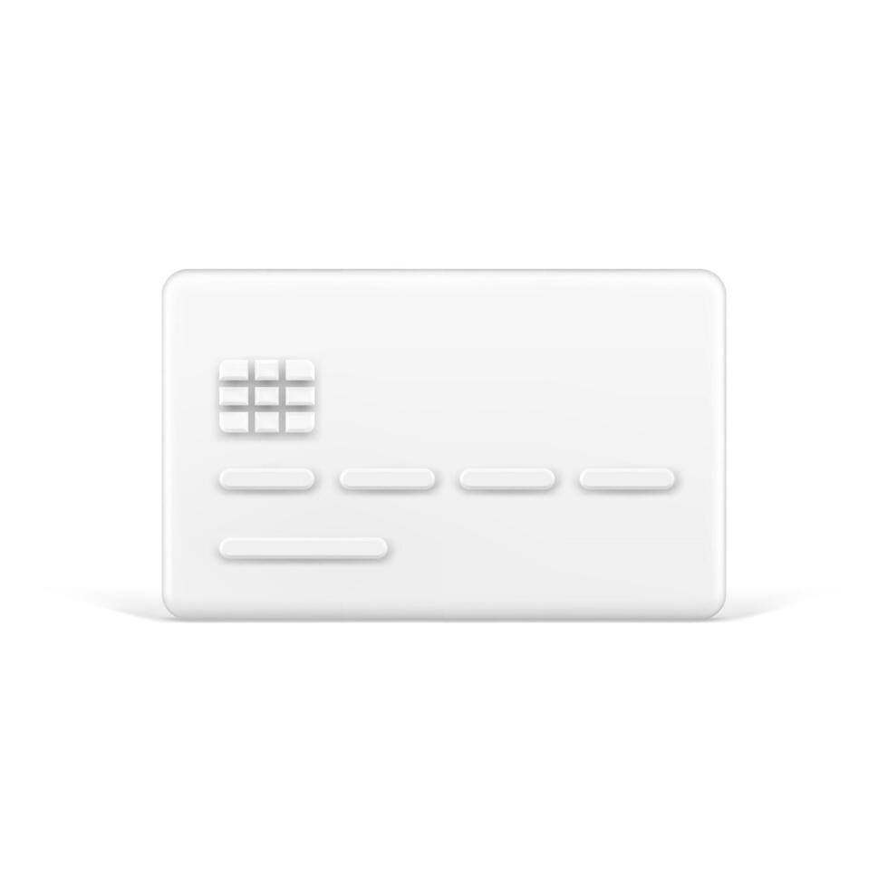 3d credit card white. Contactless plastic payment means with number stripes and electronic chip vector