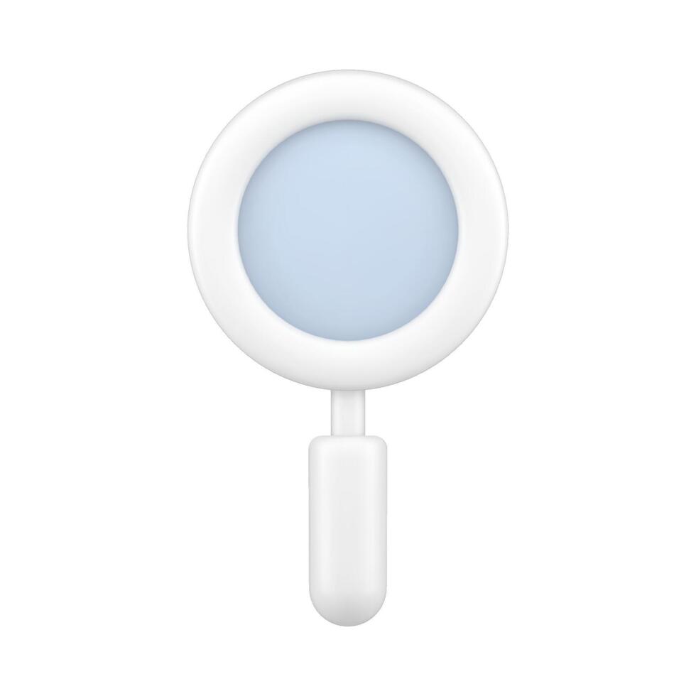 Stylish white 3d loupe with gradient. Essential magnifying tool for inspect and analytics vector