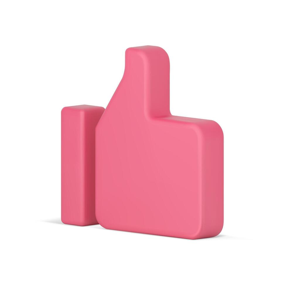 Pink realistic 3d like. Volumetric symbol in simple design vector