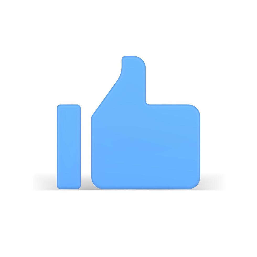 Internet blue 3d like. Online social symbol thumb up vector