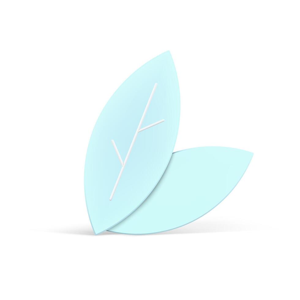 Abstract 3d leaves. Natural blue design with white veins vector