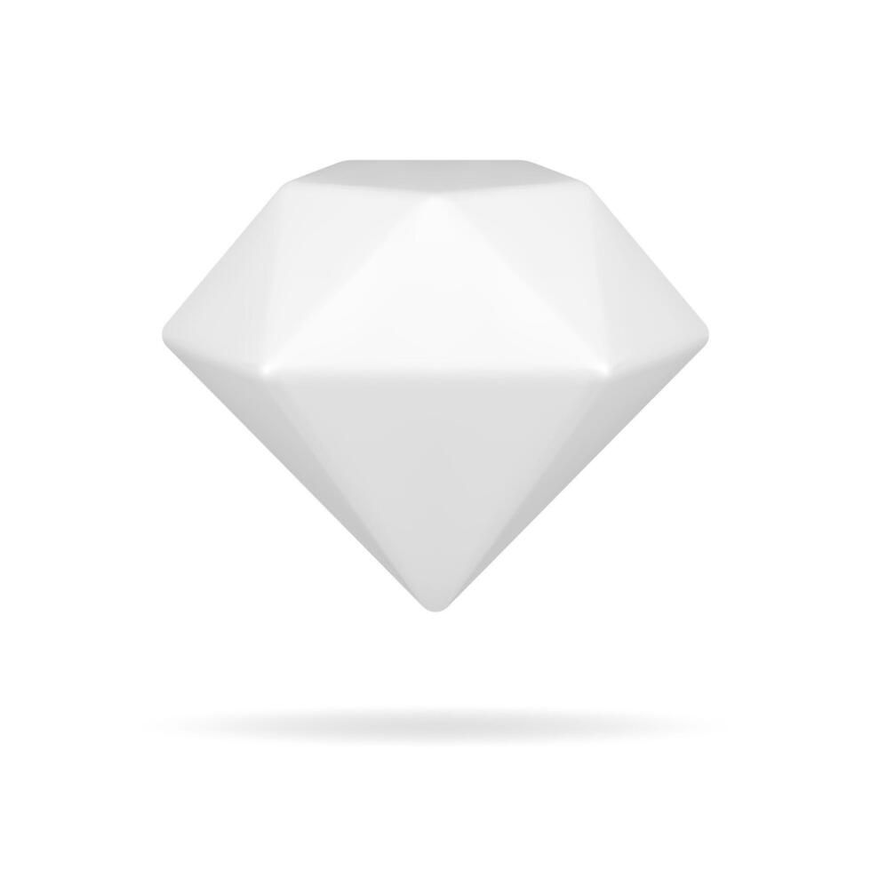 White 3d diamond. Gradient brilliant with geometric facets vector