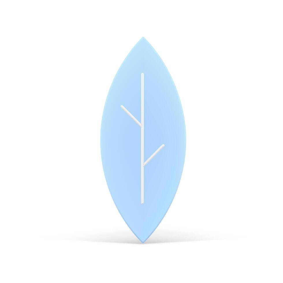 Blue 3d leaf. Volumetric design with white veins vector