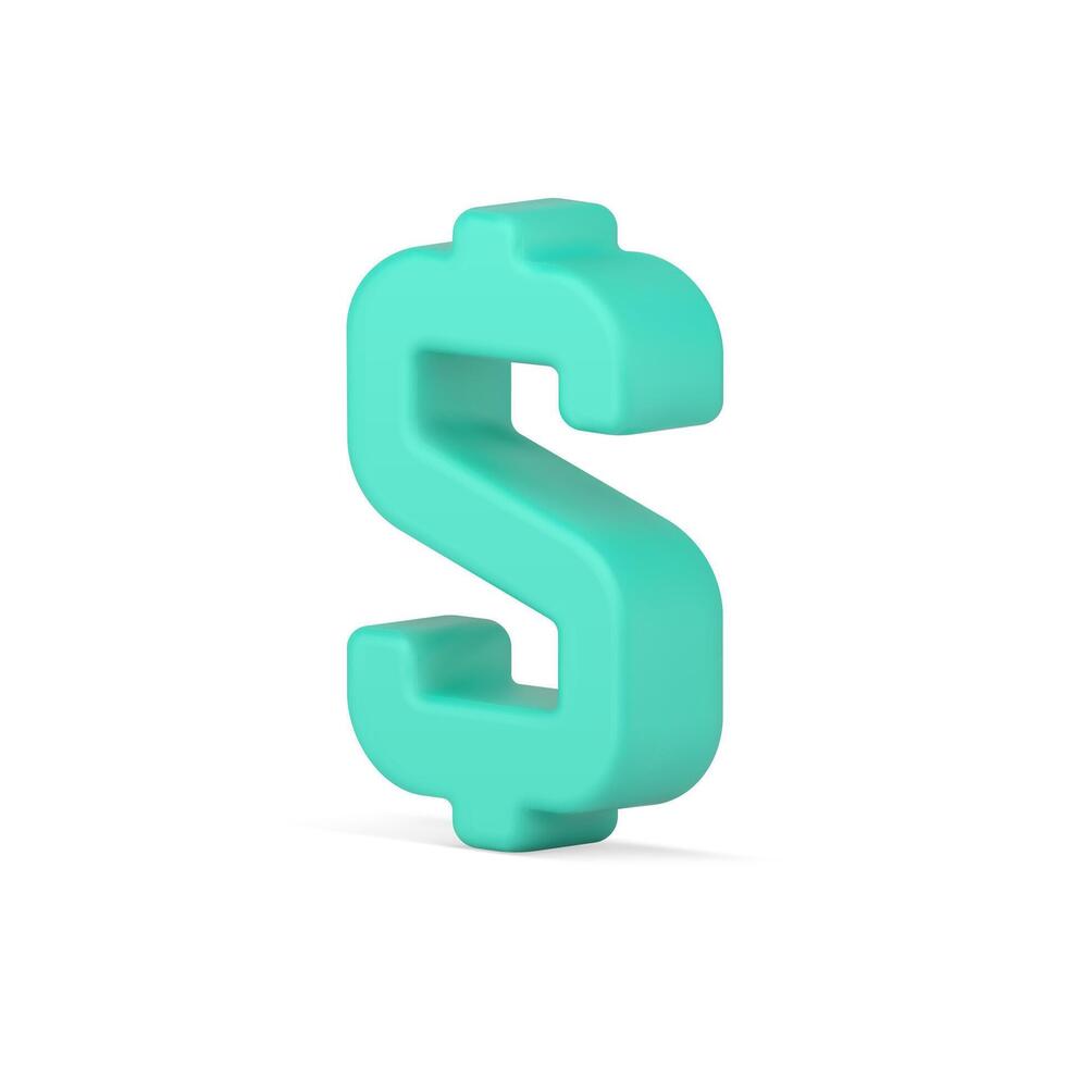 Green 3d dollar symbol. Successful investments and economic indicator growth vector