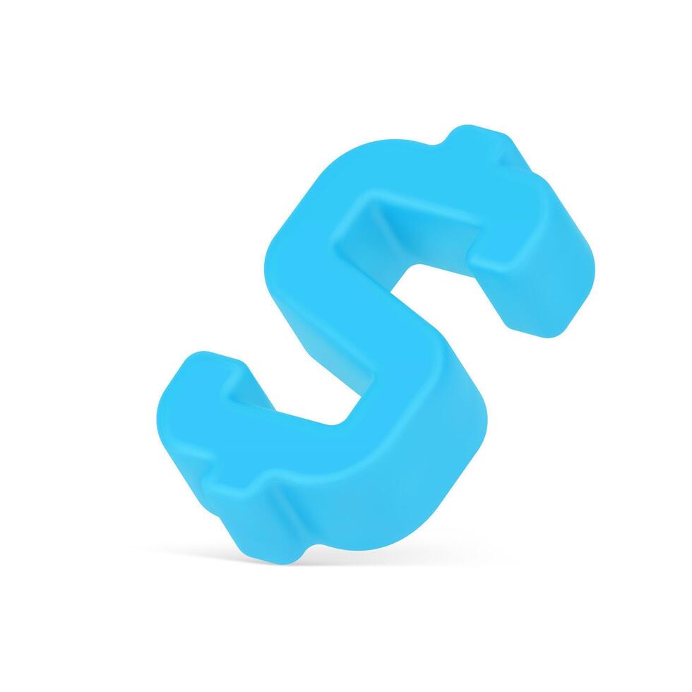 Blue volumetric dollar sign. Symbol successful financial currency vector