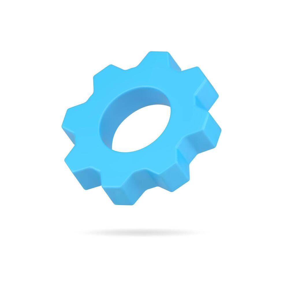 Cogwheel 3d icon. Blue optimization and development of new project vector