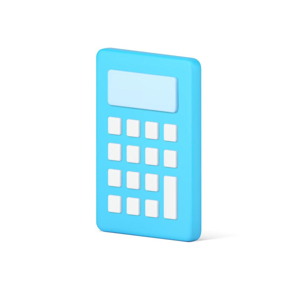 calculadora 3d icono. electrónico azul artilugio con blanco botones vector