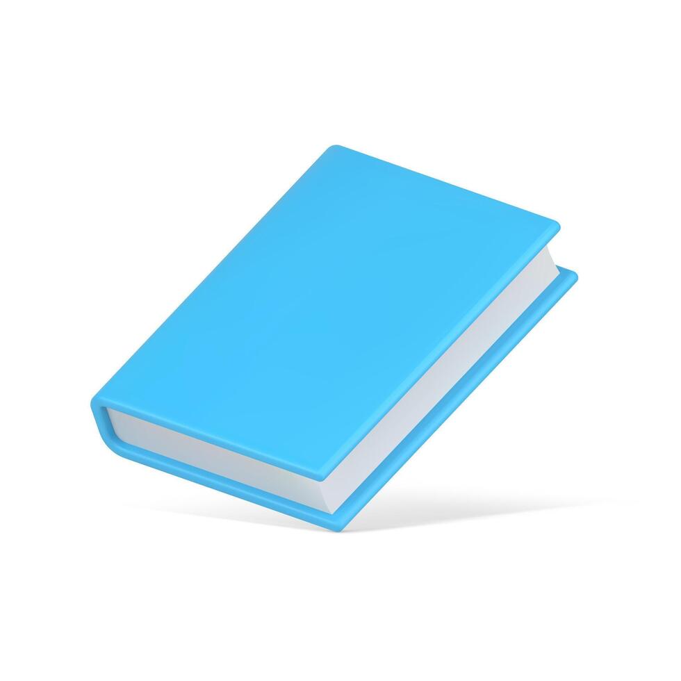 Blue 3d book icon. Hardcover educational literature vector