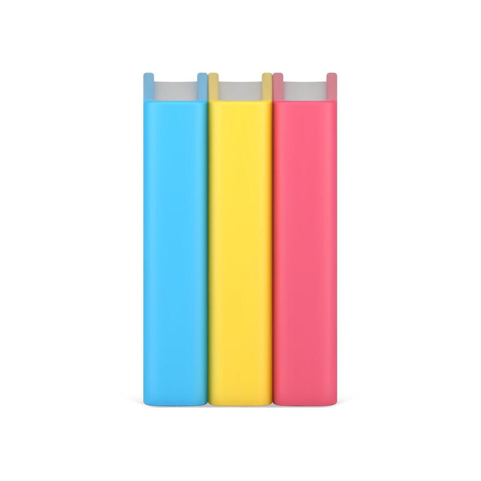 Volumetric stack of color books. Business literature with pink cover vector
