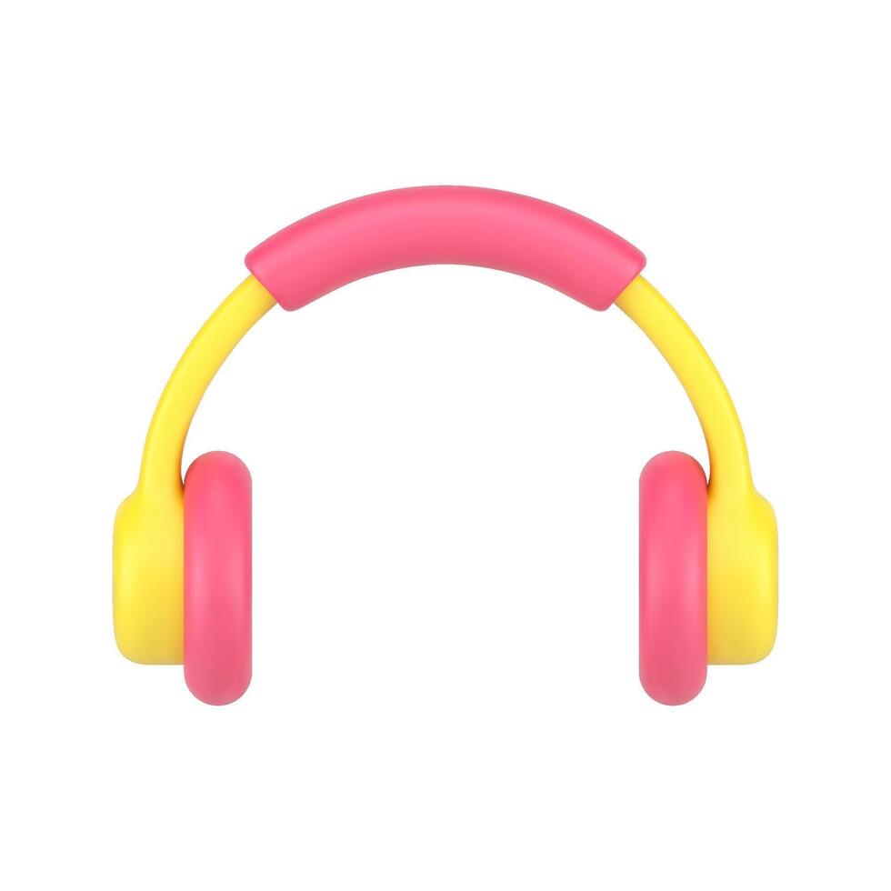 Music headphones 3d icon. Volumetric audio headset with soft accents vector