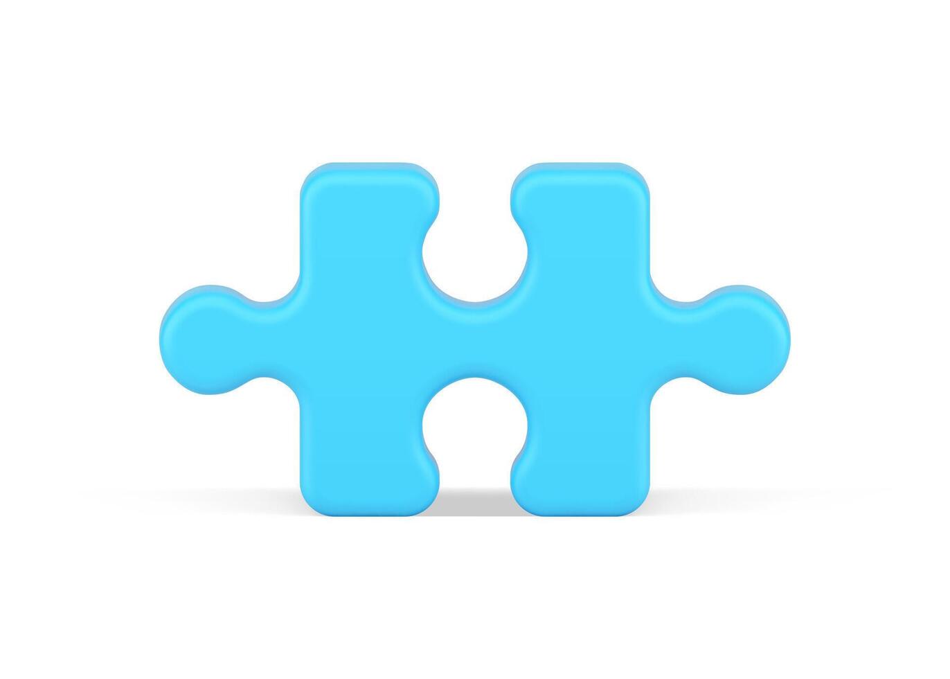 Blue puzzle 3d icon. Volumetric element diagram with creative solution vector