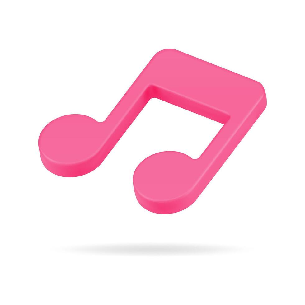 Red note 3d icon. Classical music tone symbol vector