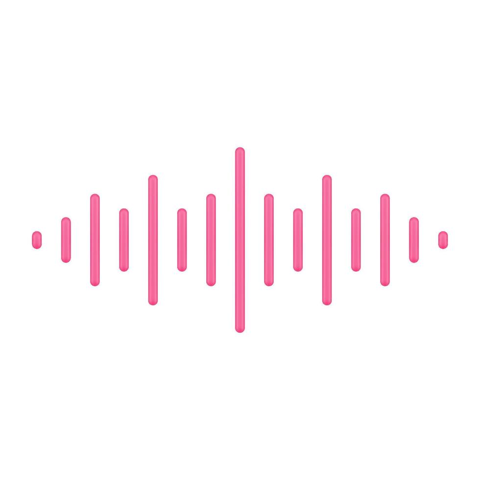 Red music pulse 3d icon. Abstract bars for voice and audio frequencies vector