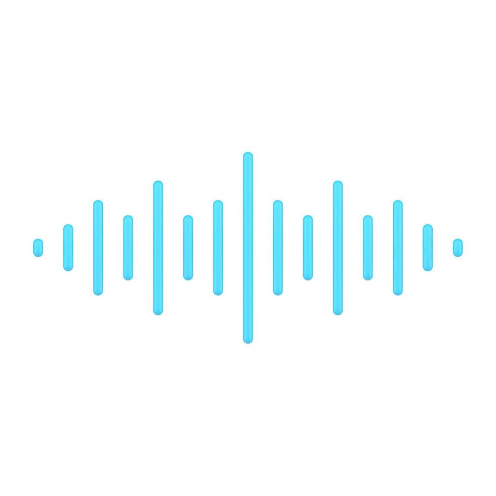 Blue music wave 3d icon. Equalizer for voice and audio frequencies vector