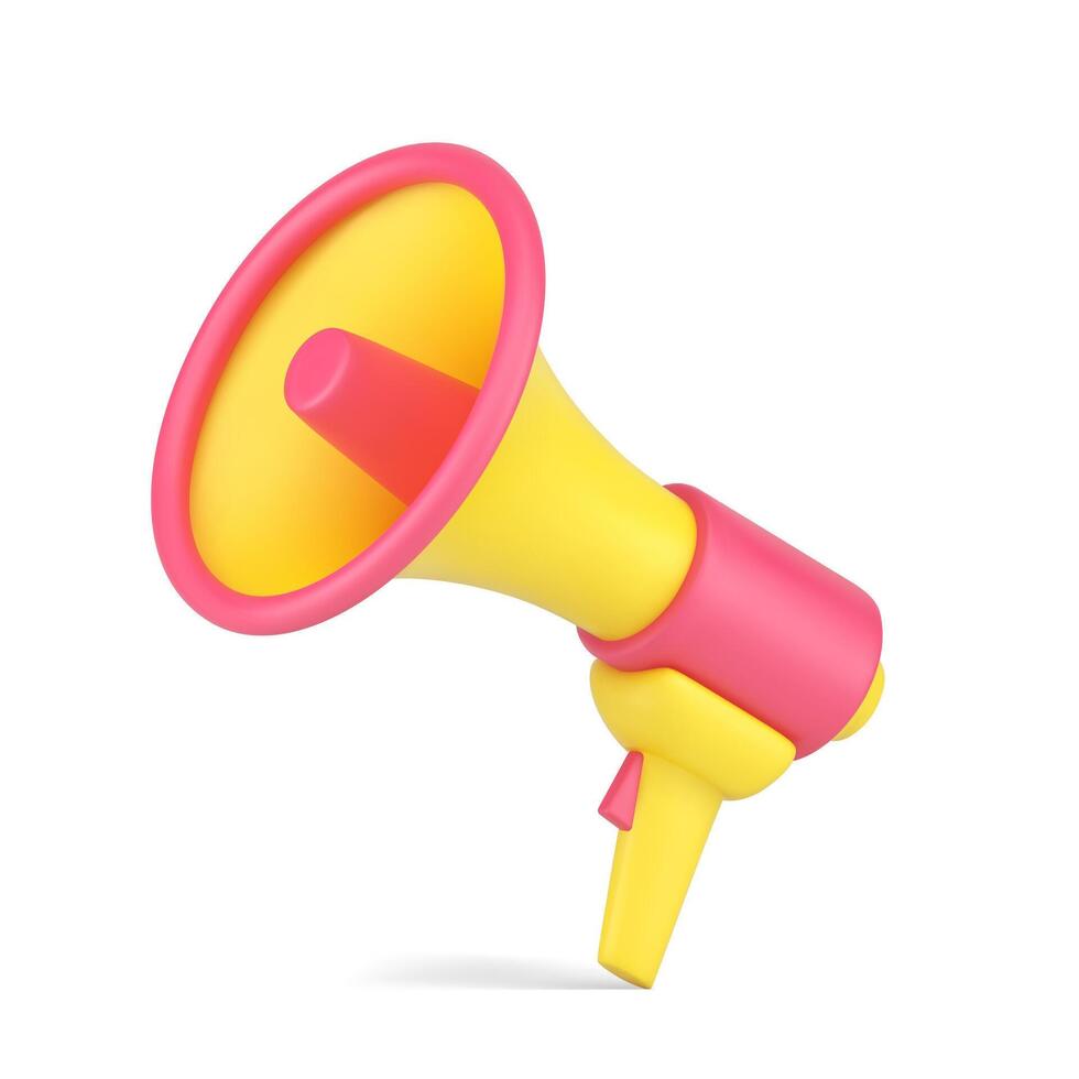 Sound loudspeaker 3d icon. Megaphone for emergency announcements and promotions vector