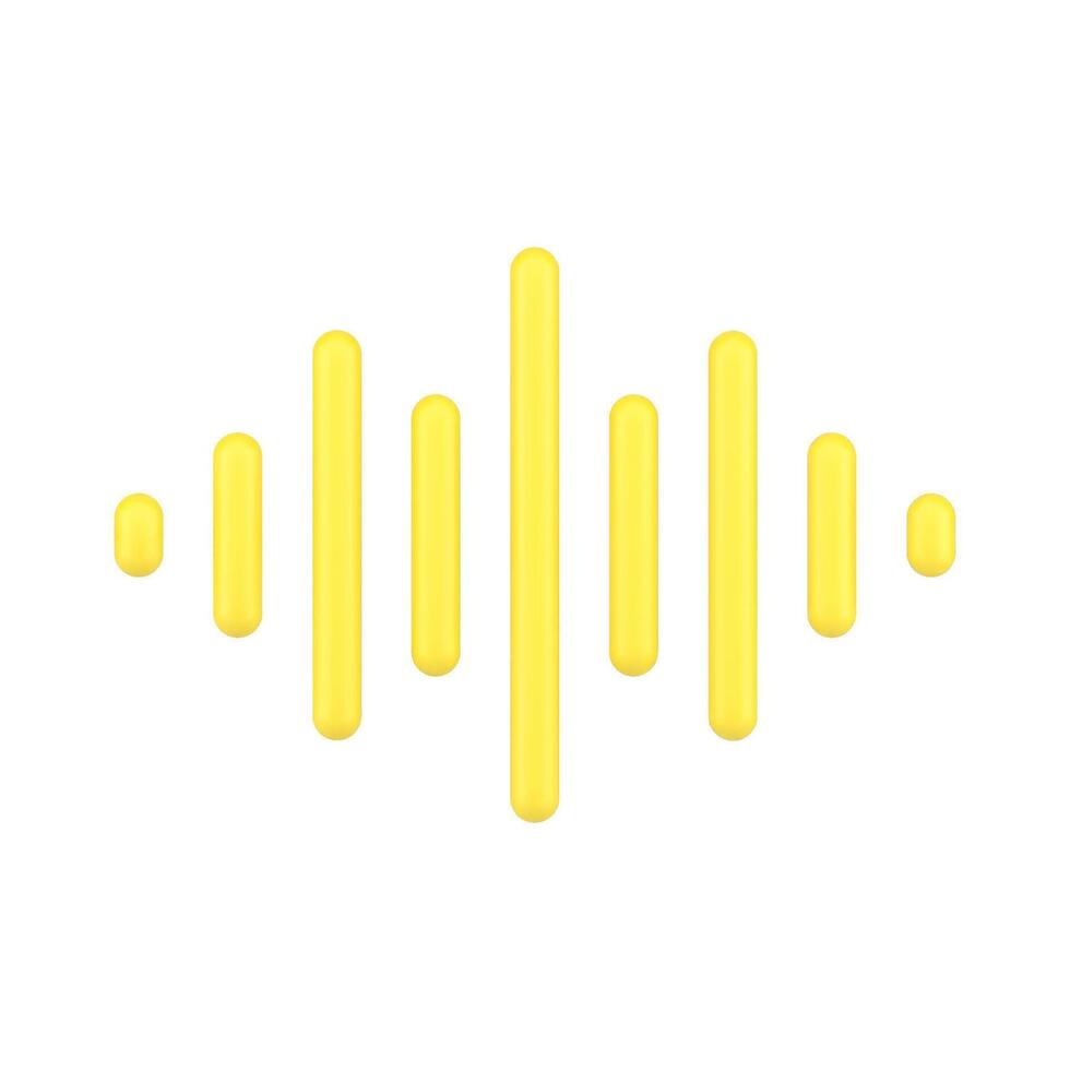 Sound wave 3d icon. Gold bars for voice and audio frequencies vector