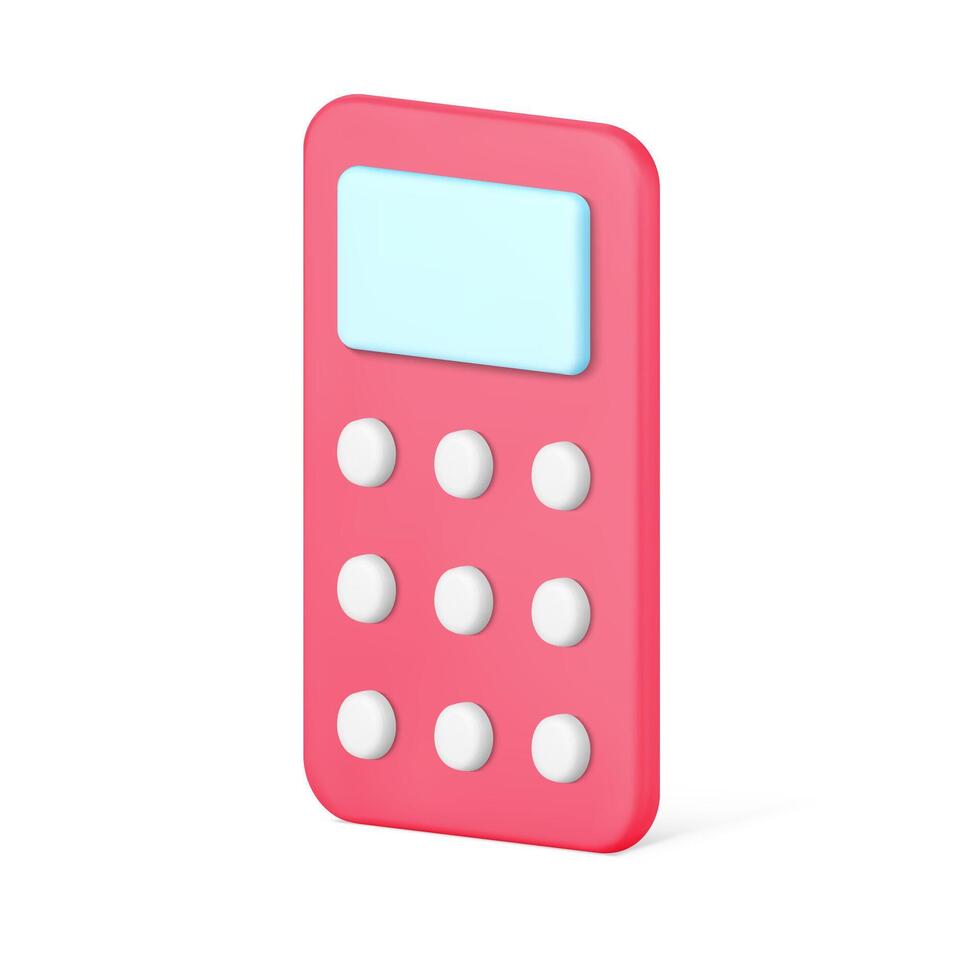 Wireless remote control 3d icon. Red device for wireless communication with gadgets vector