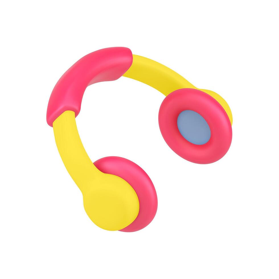moderno auriculares 3d icono. amarillo audio auriculares con rojo acentos vector