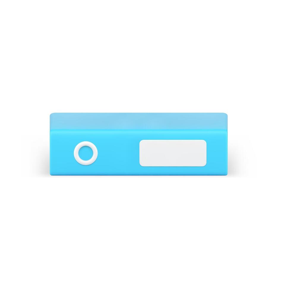 Blue folder binder 3d icon. Closed volumetric archives with business information vector