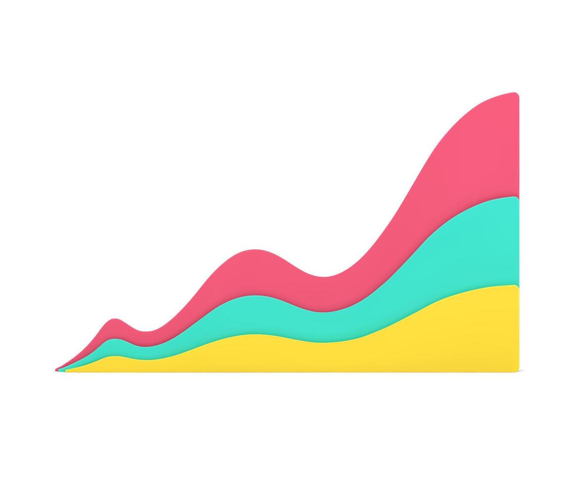 olas resumen gráficos 3d icono. rojo infografía negocio crecimiento curva vector