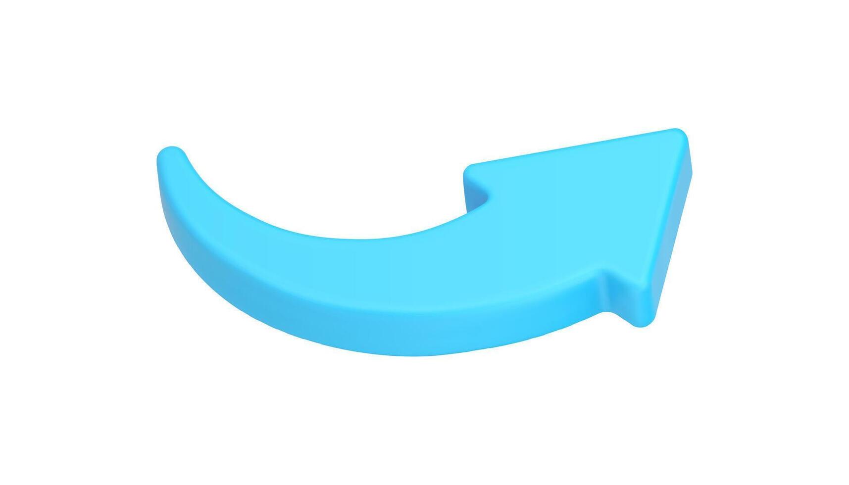 Curving arrow pointer 3d icon. Blue website directional element vector