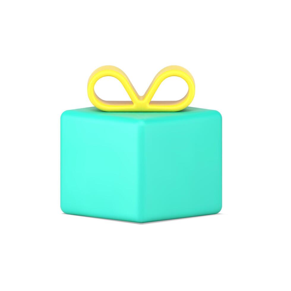 verde cuadrado regalo con amarillo arco 3d icono. saludo sorpresa en celebracion caja vector